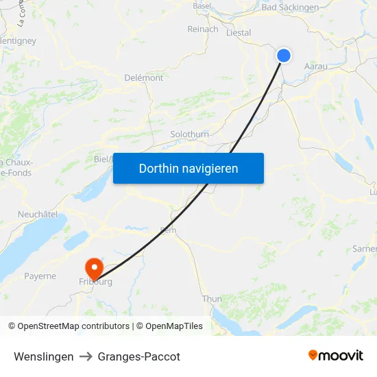 Wenslingen to Granges-Paccot map