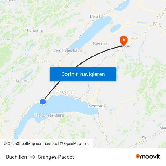 Buchillon to Granges-Paccot map