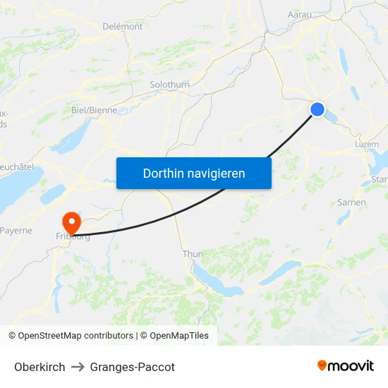 Oberkirch to Granges-Paccot map
