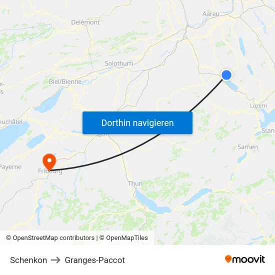 Schenkon to Granges-Paccot map