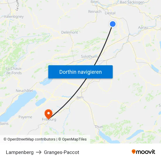 Lampenberg to Granges-Paccot map