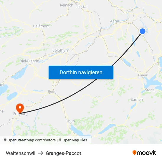 Waltenschwil to Granges-Paccot map