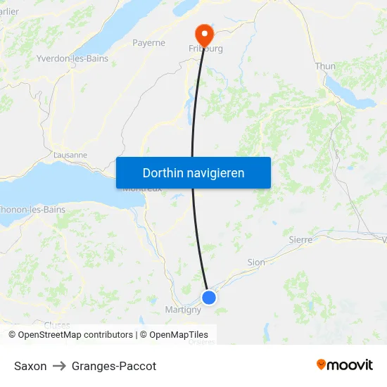 Saxon to Granges-Paccot map