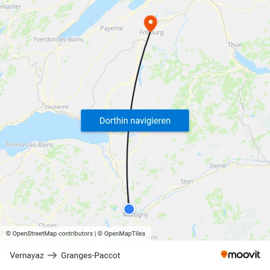 Vernayaz to Granges-Paccot map