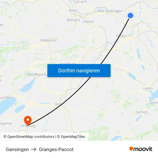 Gansingen to Granges-Paccot map