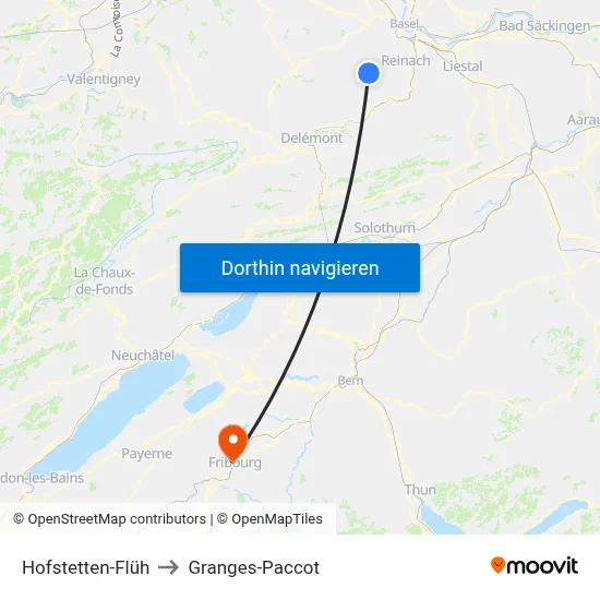Hofstetten-Flüh to Granges-Paccot map