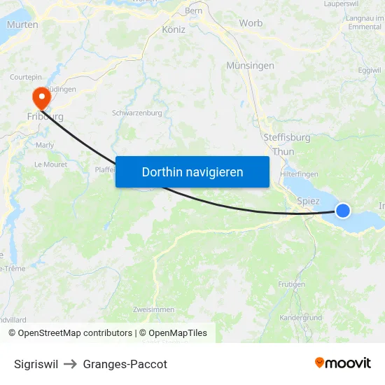 Sigriswil to Granges-Paccot map