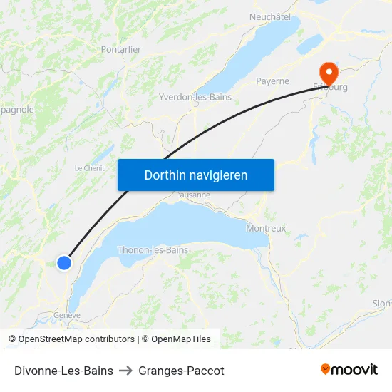 Divonne-Les-Bains to Granges-Paccot map