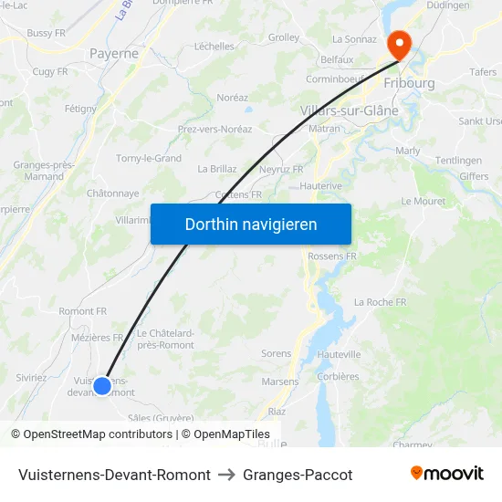 Vuisternens-Devant-Romont to Granges-Paccot map
