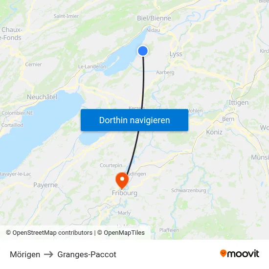 Mörigen to Granges-Paccot map