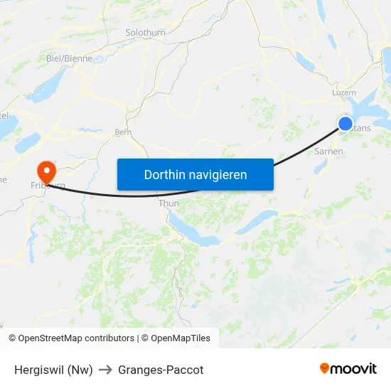 Hergiswil (Nw) to Granges-Paccot map