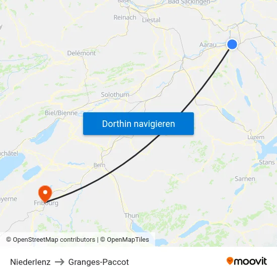 Niederlenz to Granges-Paccot map