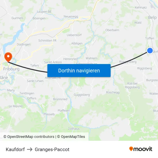 Kaufdorf to Granges-Paccot map