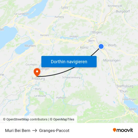 Muri Bei Bern to Granges-Paccot map
