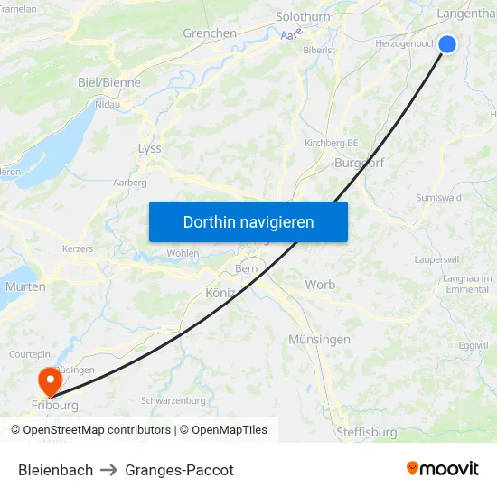 Bleienbach to Granges-Paccot map