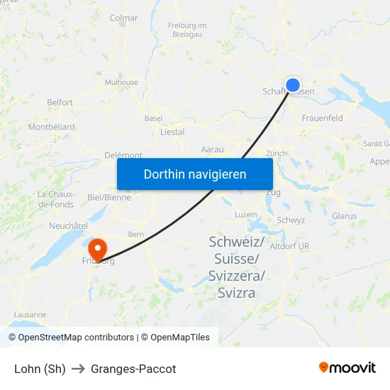 Lohn (Sh) to Granges-Paccot map