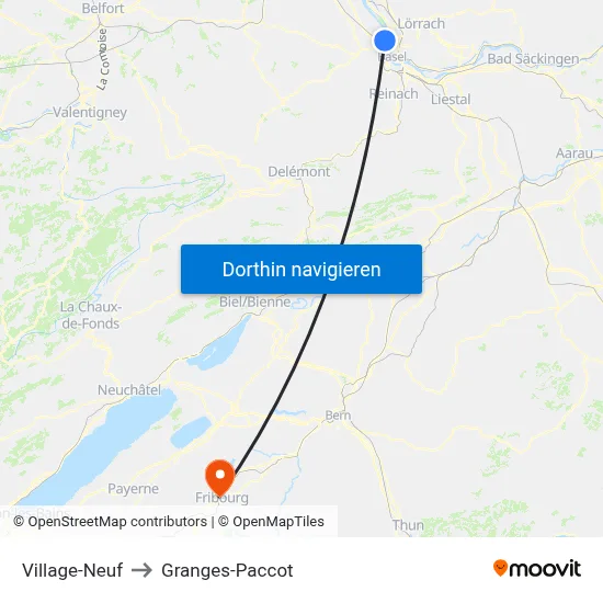 Village-Neuf to Granges-Paccot map