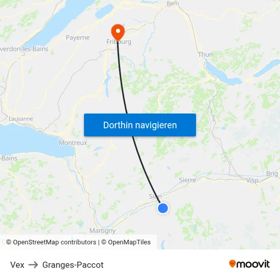 Vex to Granges-Paccot map