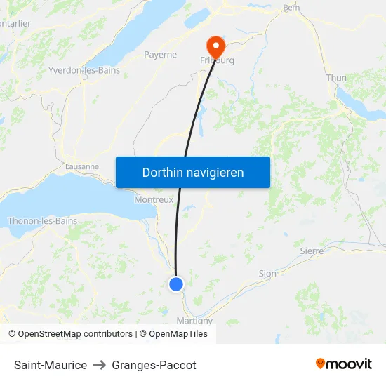 Saint-Maurice to Granges-Paccot map