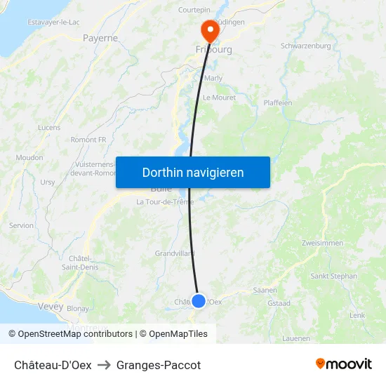 Château-D'Oex to Granges-Paccot map