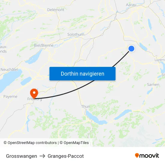 Grosswangen to Granges-Paccot map