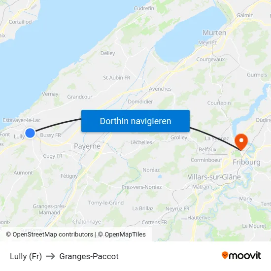 Lully (Fr) to Granges-Paccot map