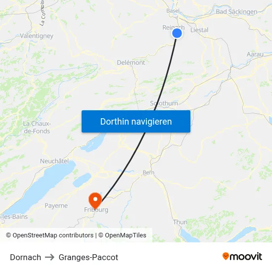 Dornach to Granges-Paccot map