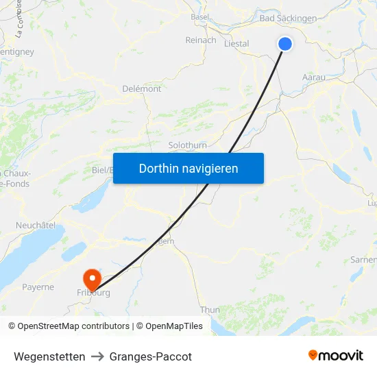 Wegenstetten to Granges-Paccot map
