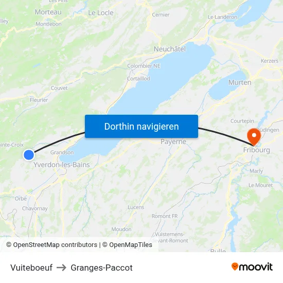 Vuiteboeuf to Granges-Paccot map