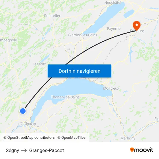Ségny to Granges-Paccot map