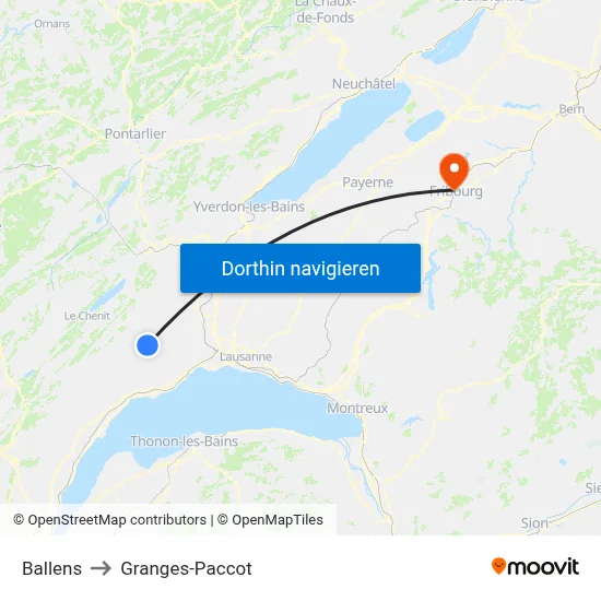Ballens to Granges-Paccot map