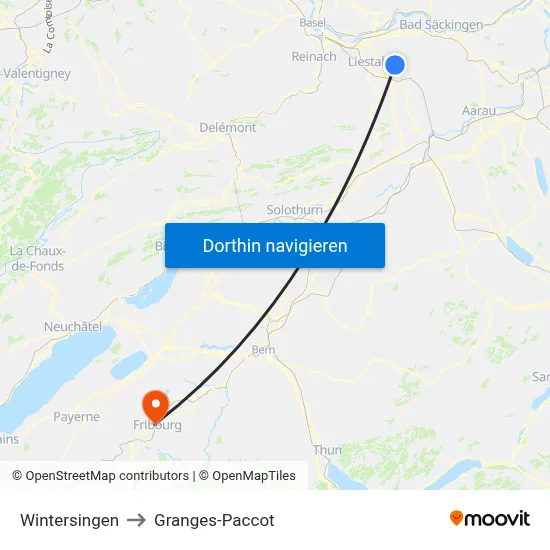 Wintersingen to Granges-Paccot map
