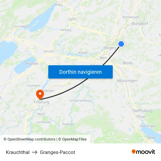 Krauchthal to Granges-Paccot map