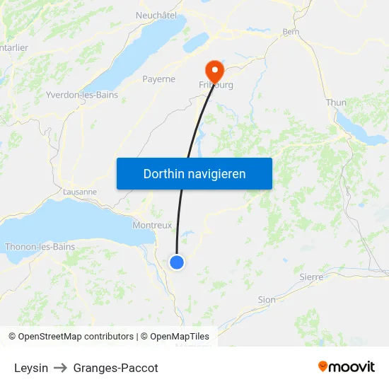 Leysin to Granges-Paccot map