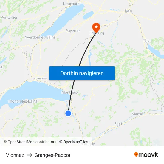 Vionnaz to Granges-Paccot map