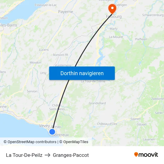 La Tour-De-Peilz to Granges-Paccot map