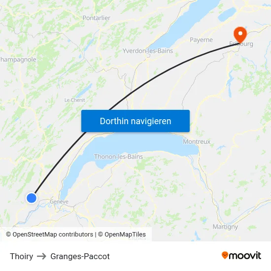Thoiry to Granges-Paccot map
