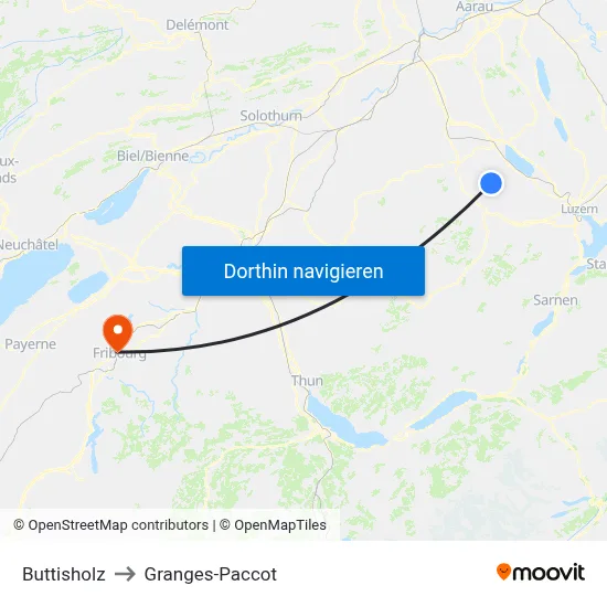 Buttisholz to Granges-Paccot map