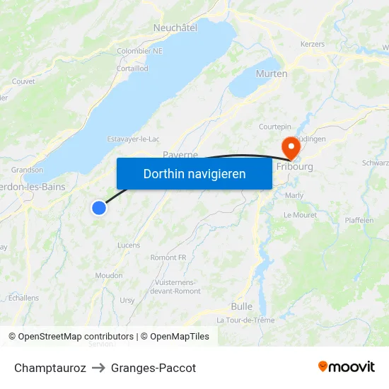 Champtauroz to Granges-Paccot map