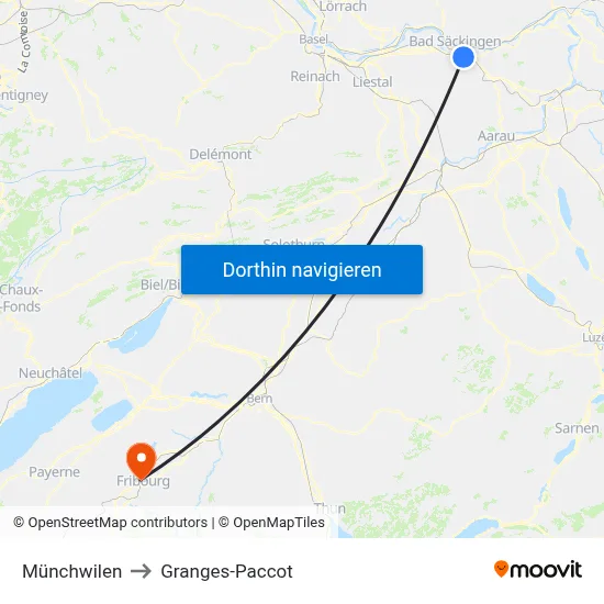 Münchwilen to Granges-Paccot map