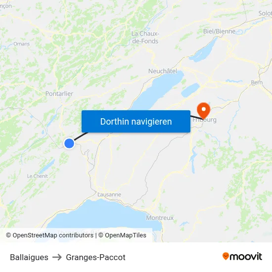 Ballaigues to Granges-Paccot map