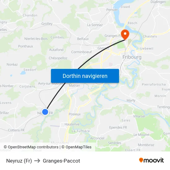 Neyruz (Fr) to Granges-Paccot map