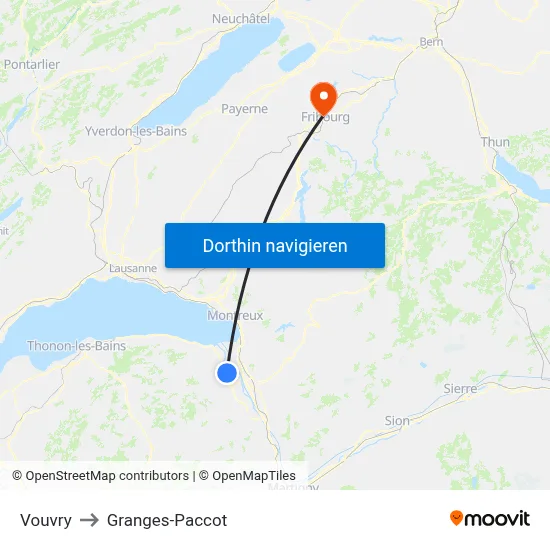 Vouvry to Granges-Paccot map