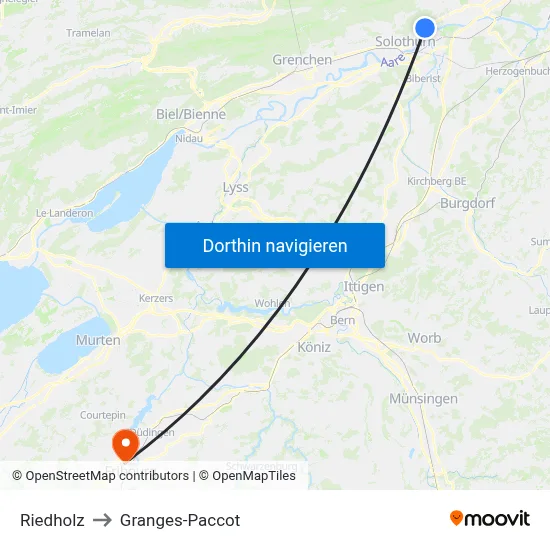 Riedholz to Granges-Paccot map
