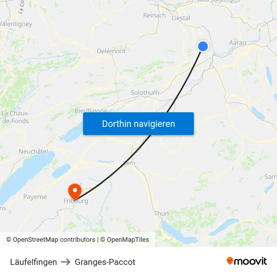 Läufelfingen to Granges-Paccot map