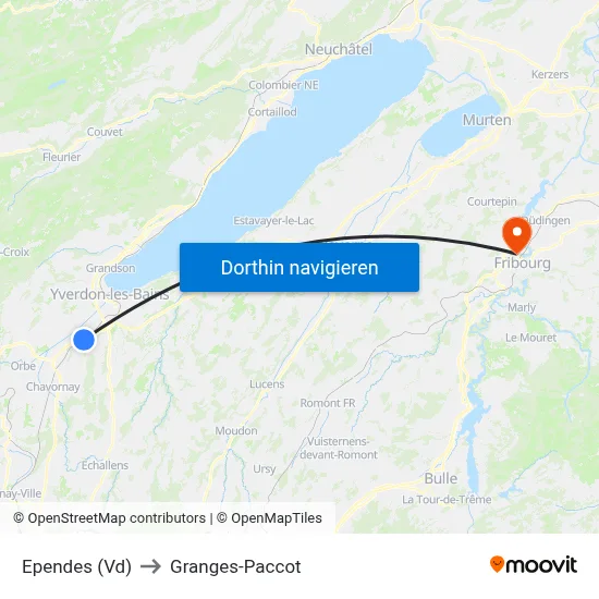 Ependes (Vd) to Granges-Paccot map