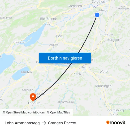 Lohn-Ammannsegg to Granges-Paccot map