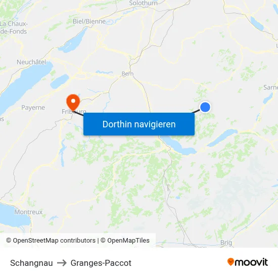 Schangnau to Granges-Paccot map