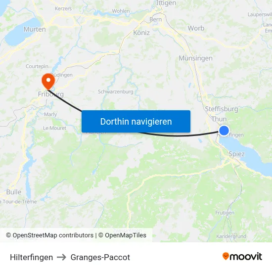 Hilterfingen to Granges-Paccot map