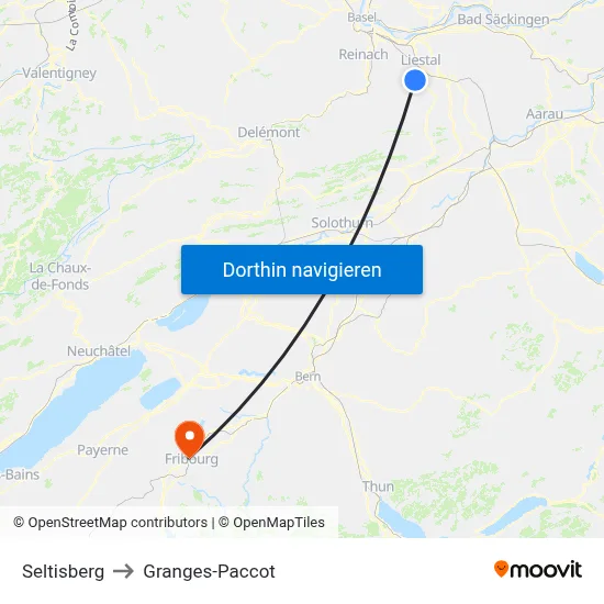 Seltisberg to Granges-Paccot map